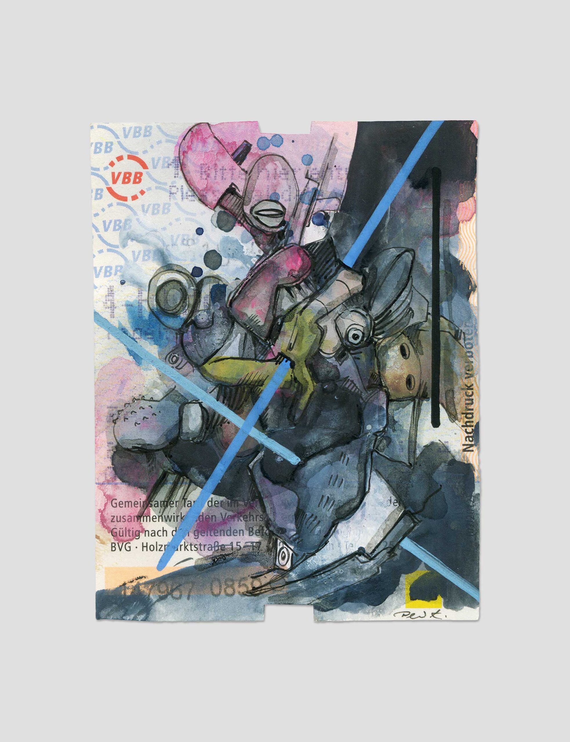 Übermalte BVG-Fahrkarte