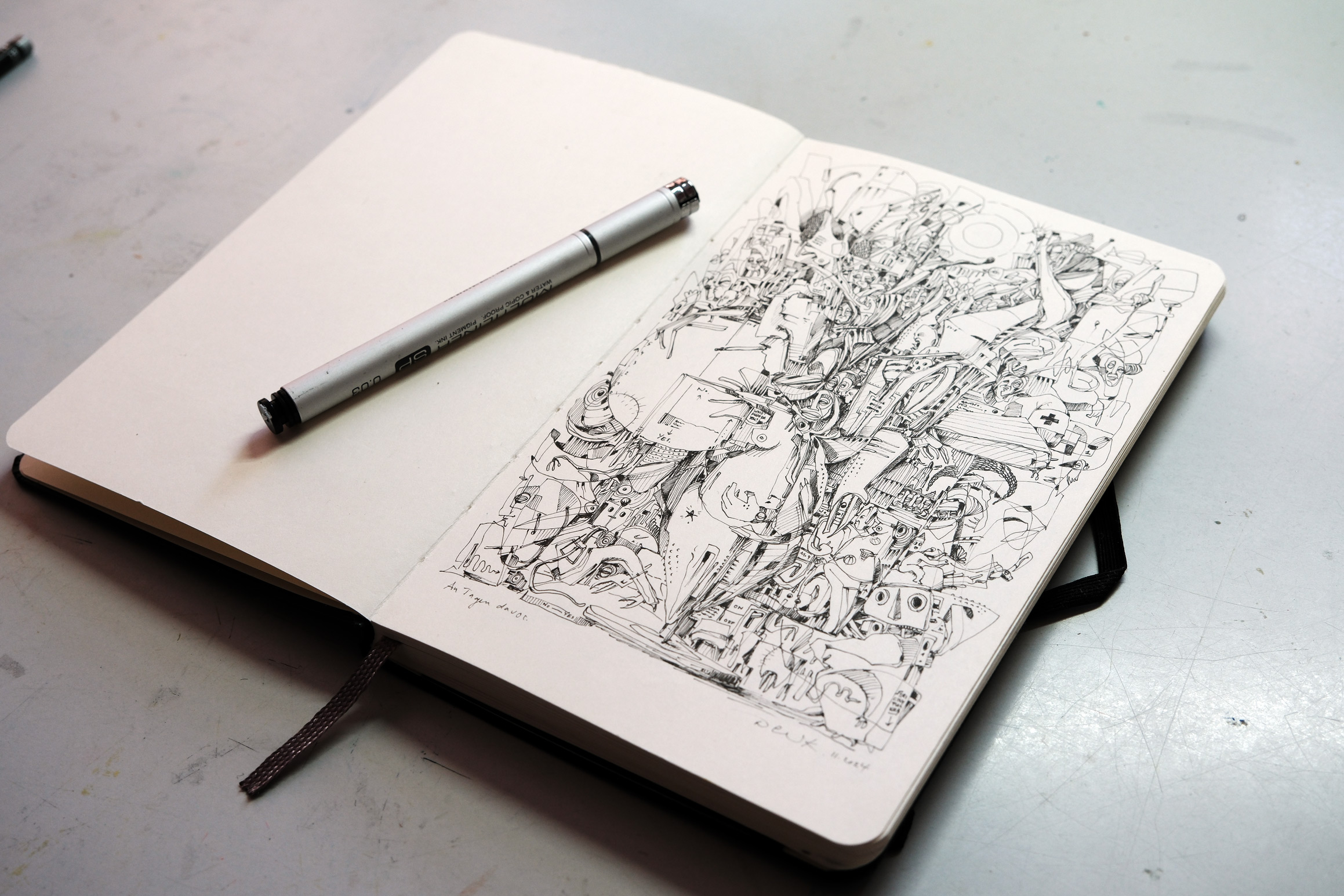 Das Moleskine-Skizzenbuch – aufgeschlagen