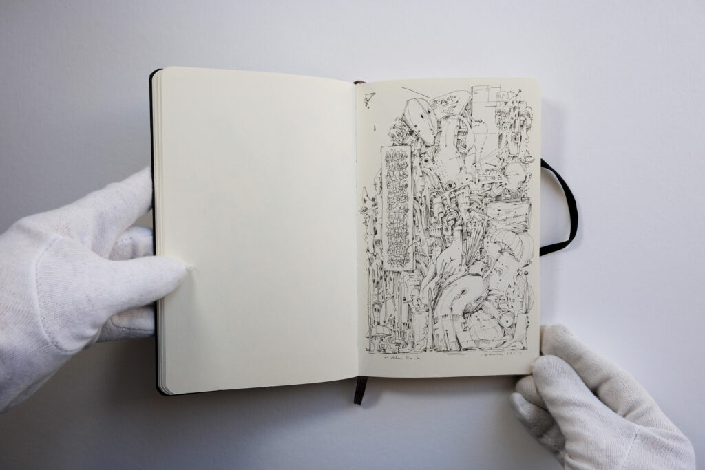 Das Moleskine-Skizzenbuch – aufgeschlagen