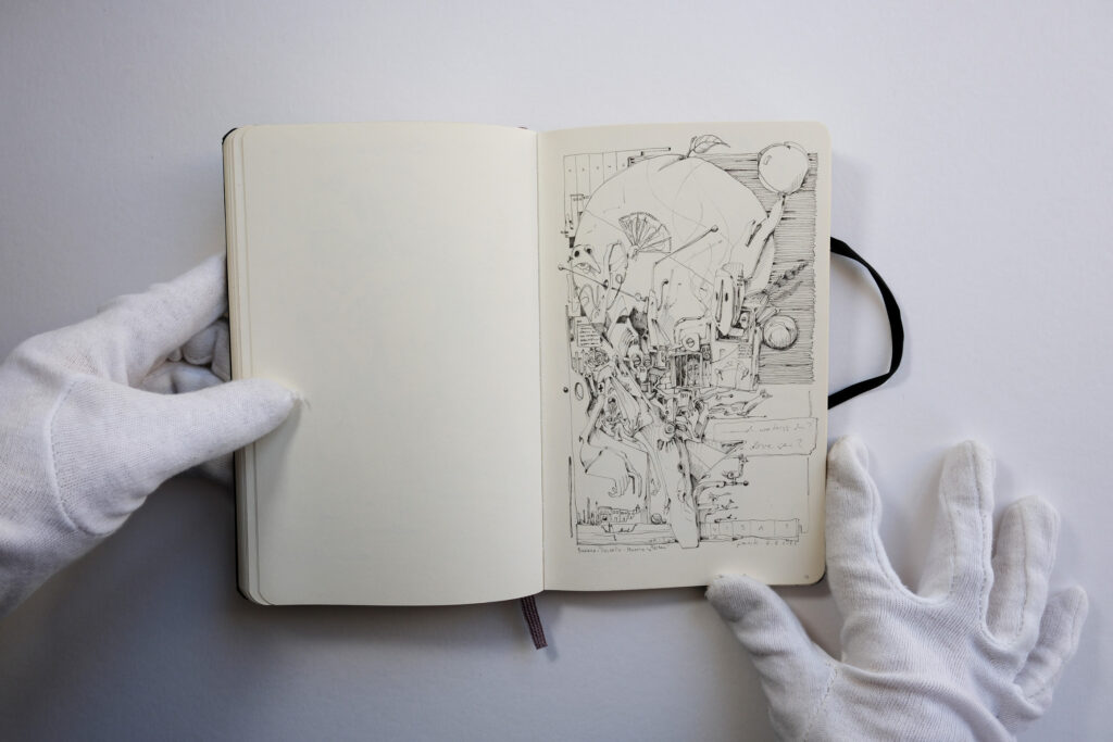 Das Moleskine-Skizzenbuch – aufgeschlagen